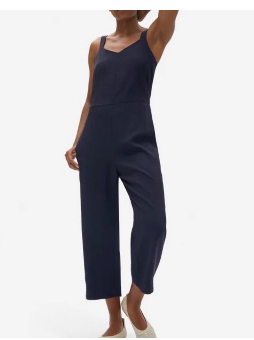 Everlane Navy Cropped Wide-Leg Jumpsuit